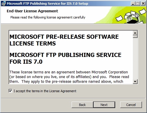 FTP7 설치 마법사 : End-User License Agreement